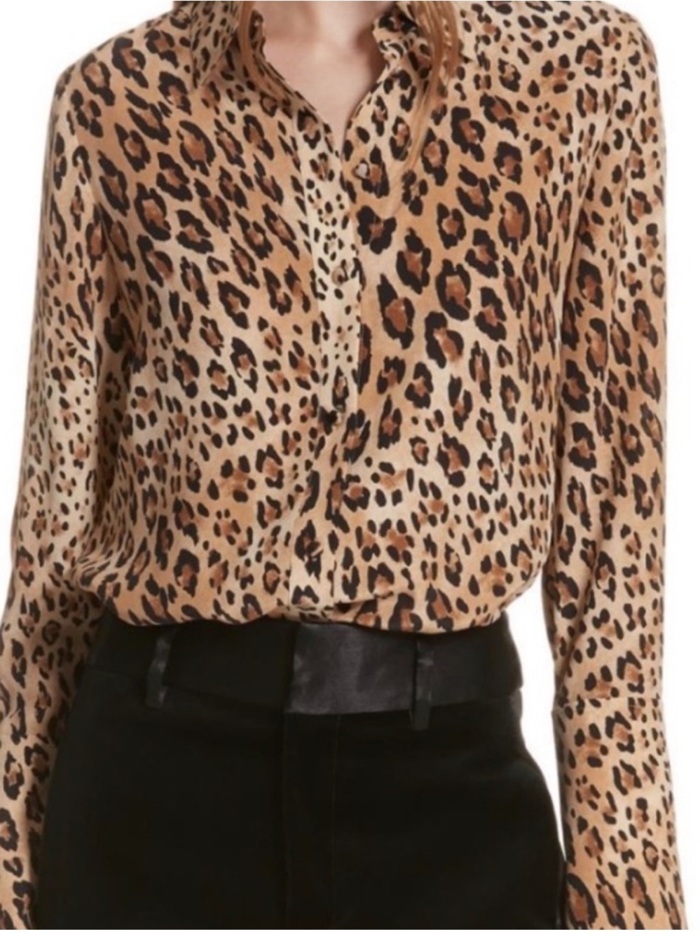 Frame 100% silk leopard animal print blouse